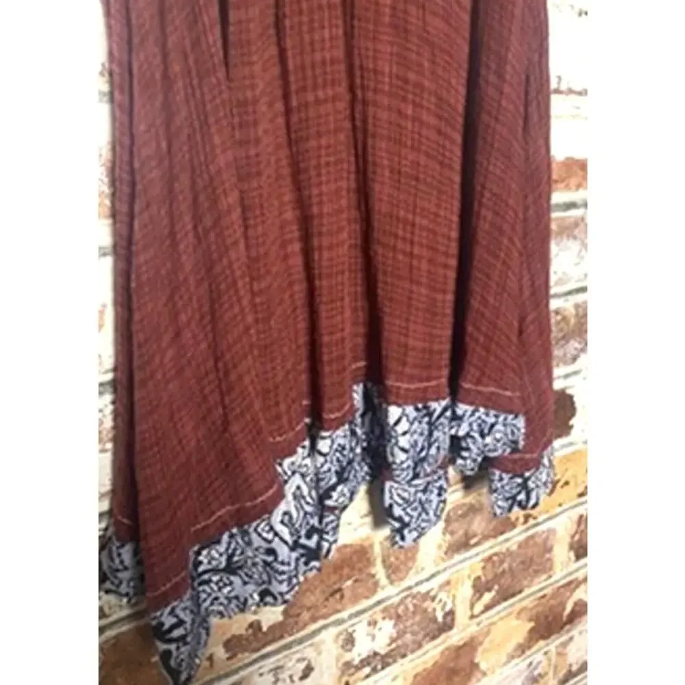 Free People Ruffle & Tassle Flowy Oversized Cotton Gauzy Blend Tunic Mini Dress